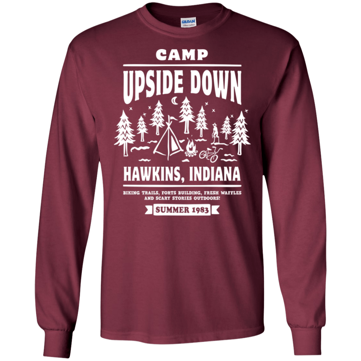 T-Shirts Maroon / S Camp Upside Down Men's Long Sleeve T-Shirt