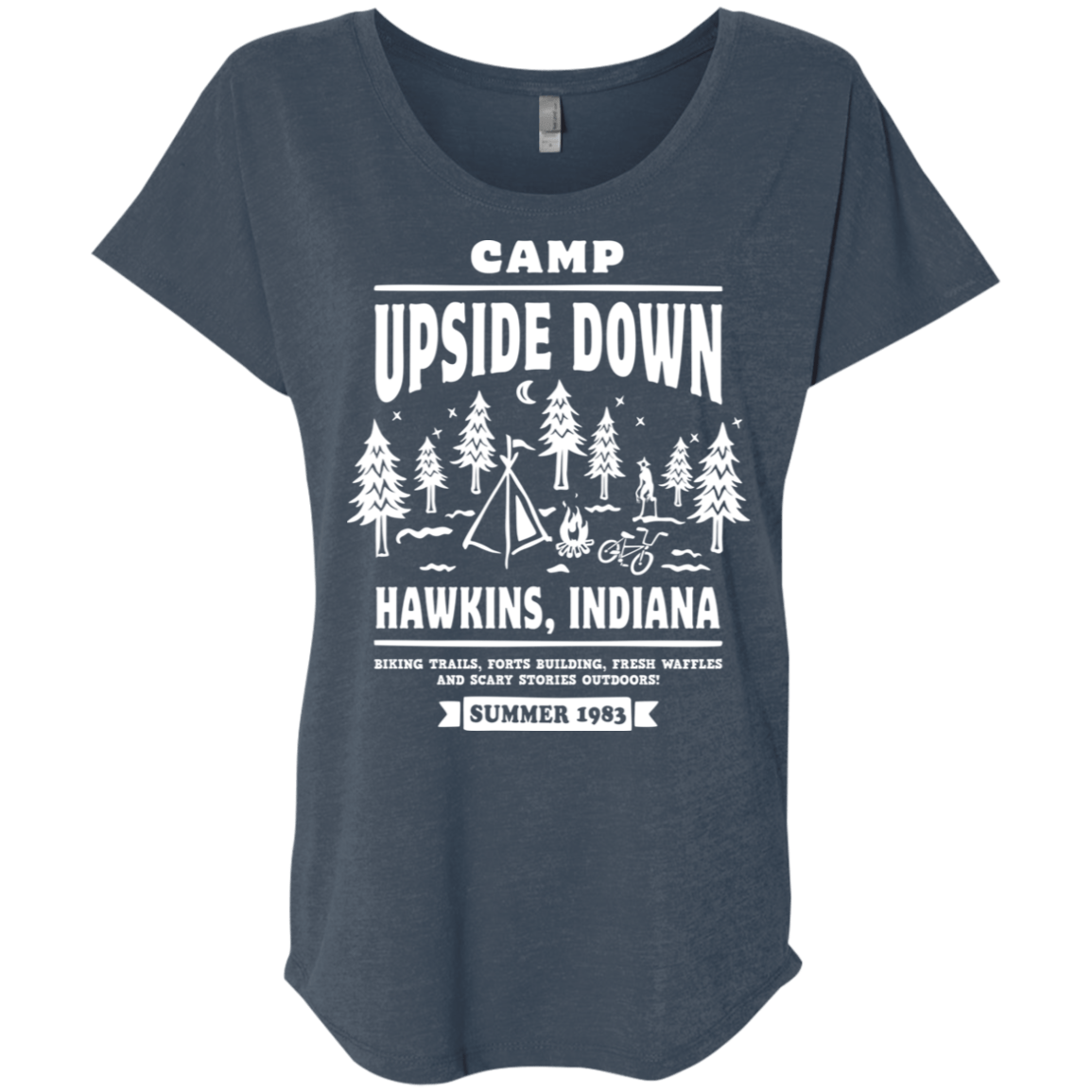 T-Shirts Indigo / X-Small Camp Upside Down Triblend Dolman Sleeve