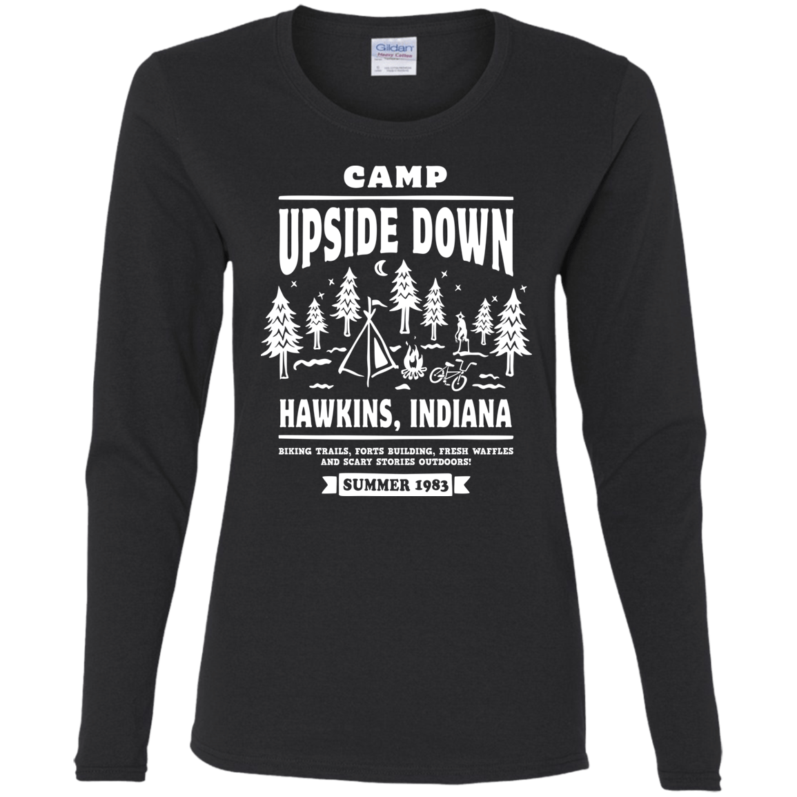 T-Shirts Black / S Camp Upside Down Women's Long Sleeve T-Shirt