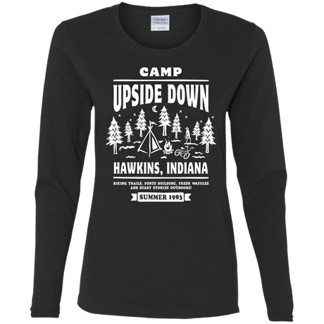 T-Shirts Black / S Camp Upside Down Women's Long Sleeve T-Shirt