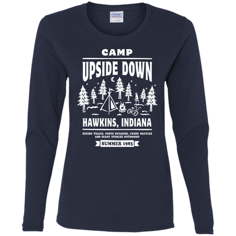 T-Shirts Navy / S Camp Upside Down Women's Long Sleeve T-Shirt