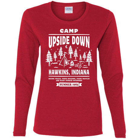 T-Shirts Red / S Camp Upside Down Women's Long Sleeve T-Shirt