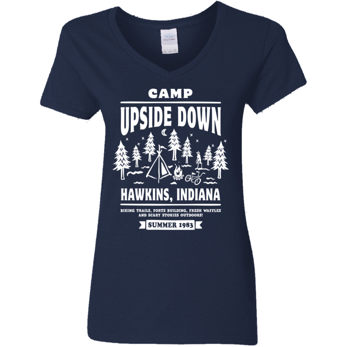 T-Shirts Navy / S Camp Upside Down Women's V-Neck T-Shirt