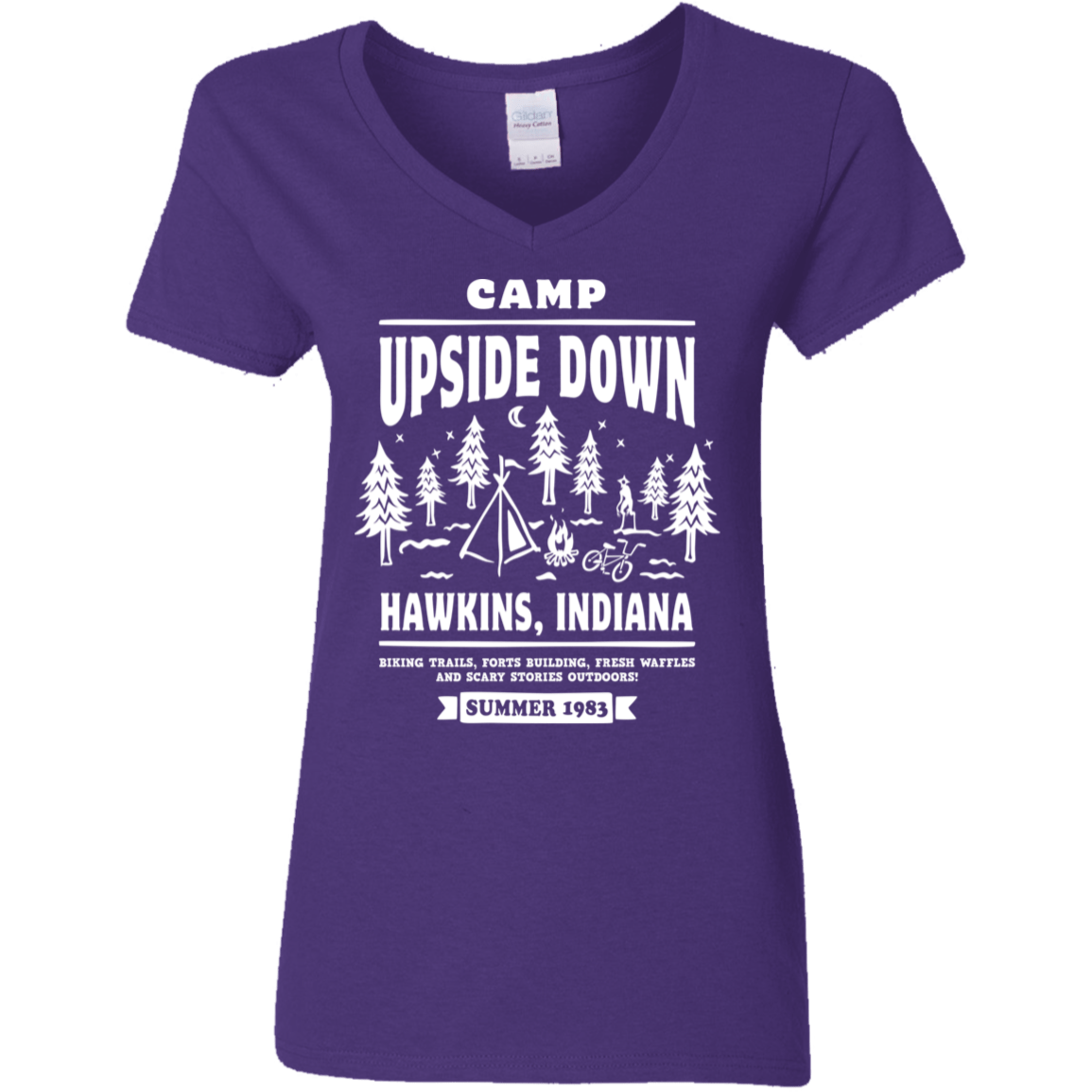 T-Shirts Purple / S Camp Upside Down Women's V-Neck T-Shirt