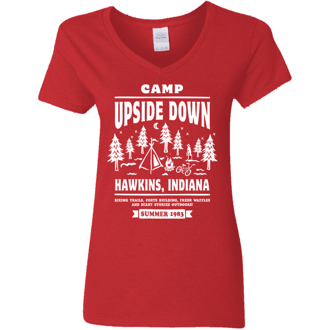 T-Shirts Red / S Camp Upside Down Women's V-Neck T-Shirt