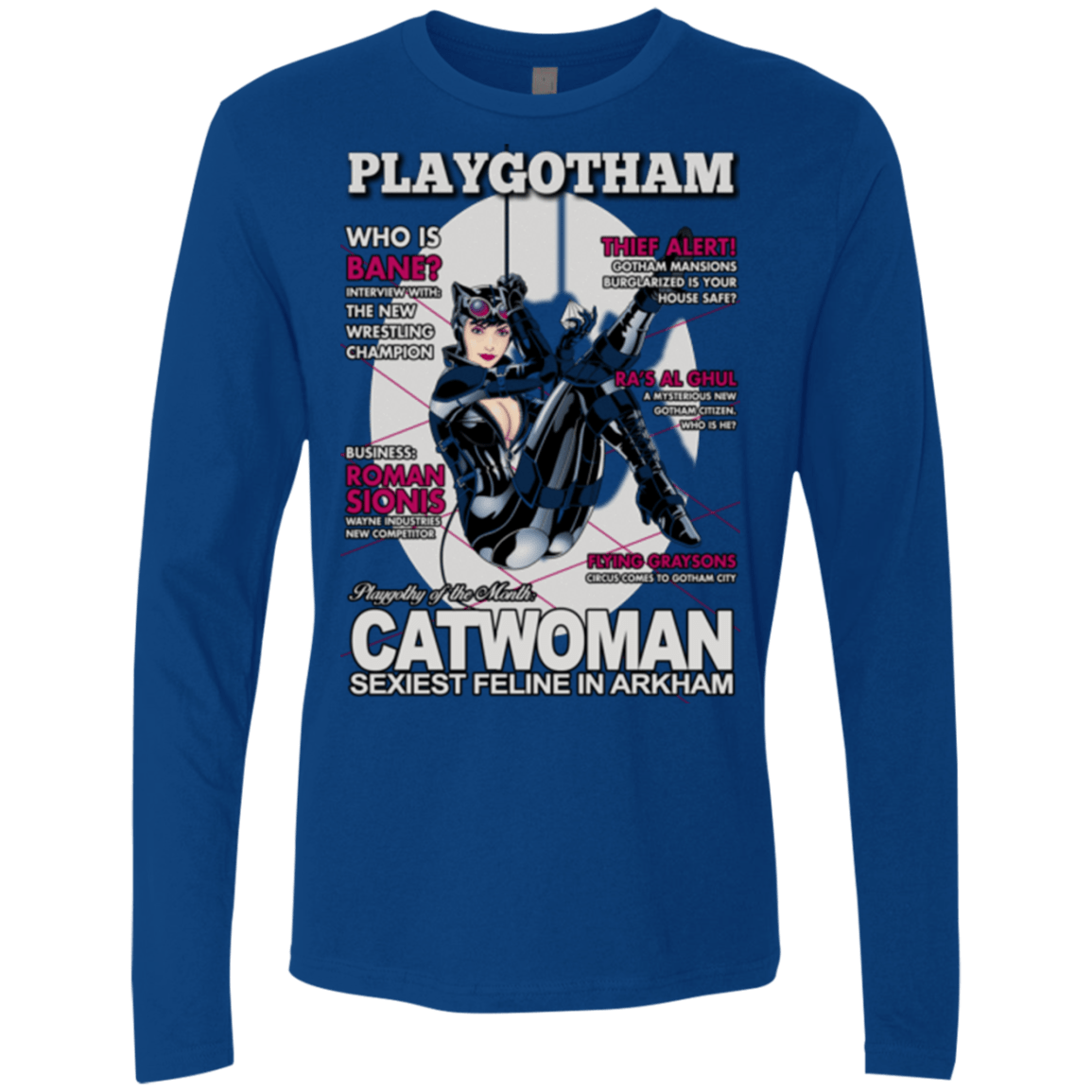 T-Shirts Royal / Small Catwoman PlayGotham Men's Premium Long Sleeve