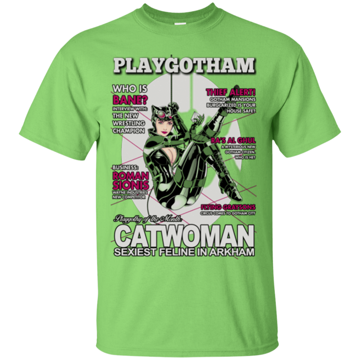 T-Shirts Lime / Small Catwoman PlayGotham T-Shirt