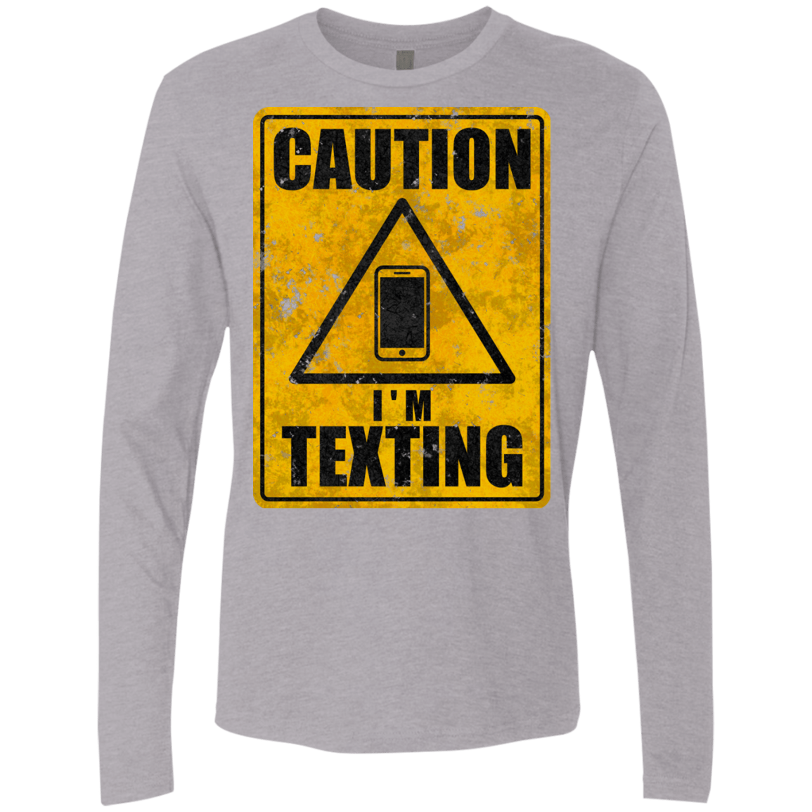 T-Shirts Heather Grey / Small Caution I'm Texting Men's Premium Long Sleeve