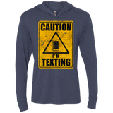 T-Shirts Vintage Navy / X-Small Caution I'm Texting Triblend Long Sleeve Hoodie Tee