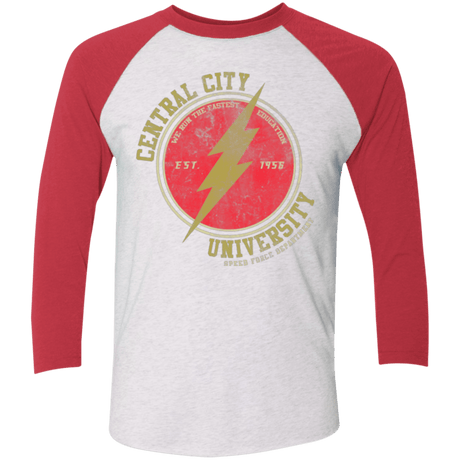 T-Shirts Heather White/Vintage Red / X-Small Central City U Triblend 3/4 Sleeve