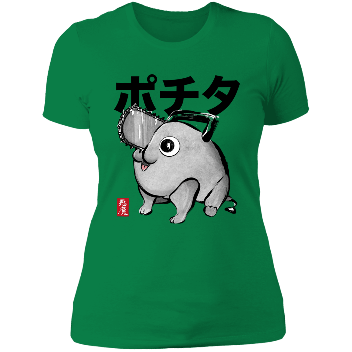 T-Shirts Kelly Green / S Chainsaw Devil sumi-e Women's Premium T-Shirt