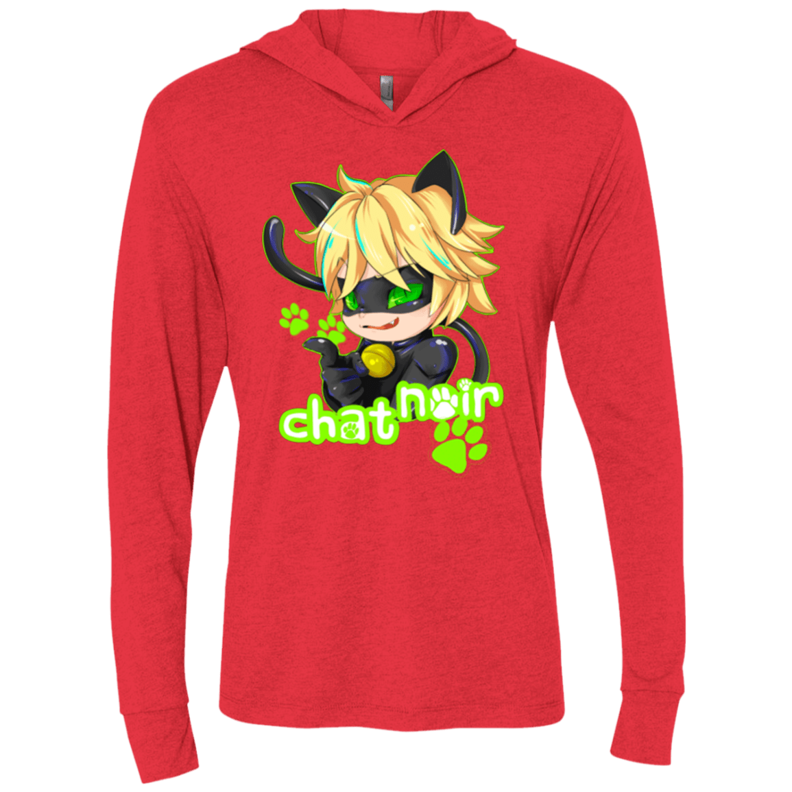 T-Shirts Vintage Red / X-Small Chat Noir Triblend Long Sleeve Hoodie Tee