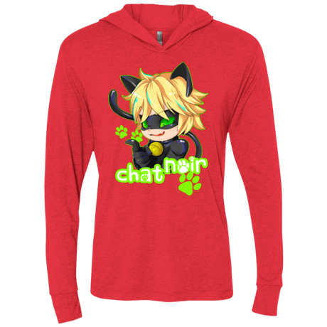 T-Shirts Vintage Red / X-Small Chat Noir Triblend Long Sleeve Hoodie Tee