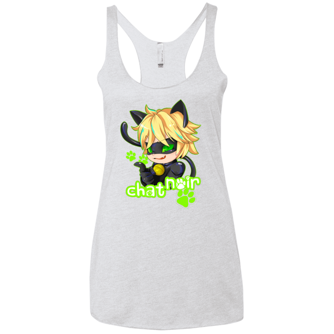 T-Shirts Heather White / X-Small Chat Noir Women's Triblend Racerback Tank