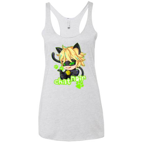T-Shirts Heather White / X-Small Chat Noir Women's Triblend Racerback Tank