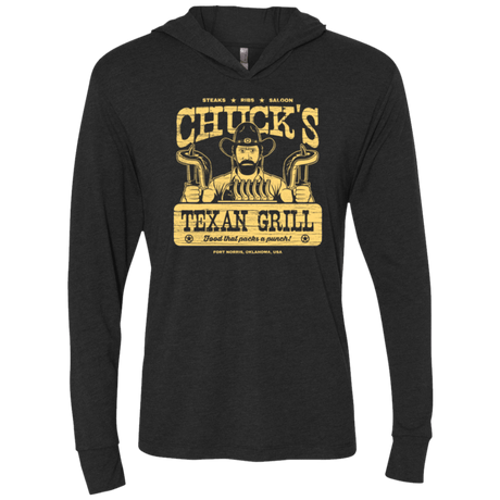 T-Shirts Vintage Black / X-Small Chucks Texan Grill Triblend Long Sleeve Hoodie Tee