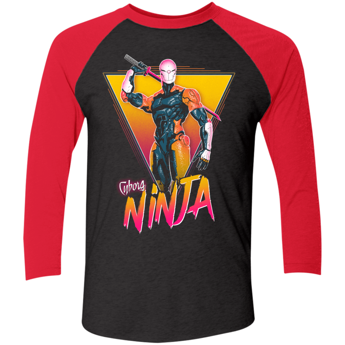 T-Shirts Vintage Black/Vintage Red / X-Small Cyborg Ninja Men's Triblend 3/4 Sleeve