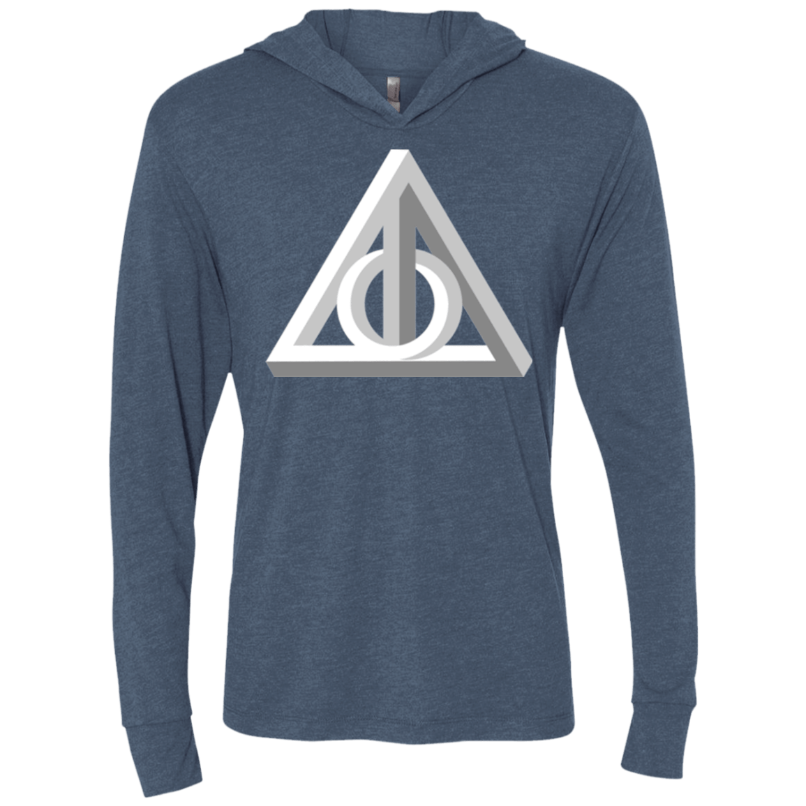 T-Shirts Indigo / X-Small Deathly Impossible Hallows Triblend Long Sleeve Hoodie Tee