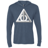 T-Shirts Indigo / X-Small Deathly Impossible Hallows Triblend Long Sleeve Hoodie Tee