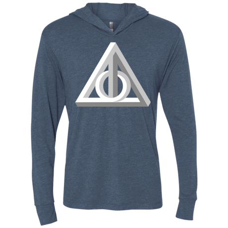 T-Shirts Indigo / X-Small Deathly Impossible Hallows Triblend Long Sleeve Hoodie Tee