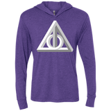 T-Shirts Purple Rush / X-Small Deathly Impossible Hallows Triblend Long Sleeve Hoodie Tee