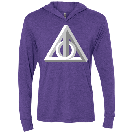 T-Shirts Purple Rush / X-Small Deathly Impossible Hallows Triblend Long Sleeve Hoodie Tee