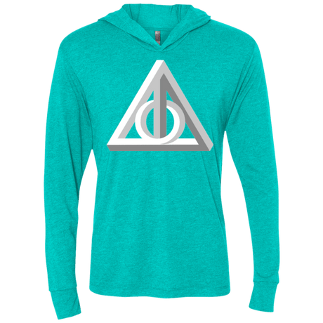 T-Shirts Tahiti Blue / X-Small Deathly Impossible Hallows Triblend Long Sleeve Hoodie Tee