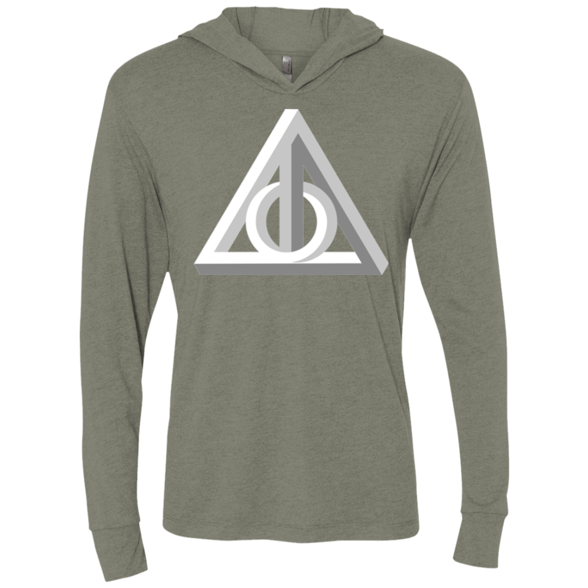T-Shirts Venetian Grey / X-Small Deathly Impossible Hallows Triblend Long Sleeve Hoodie Tee