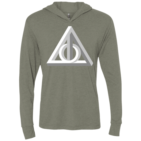 T-Shirts Venetian Grey / X-Small Deathly Impossible Hallows Triblend Long Sleeve Hoodie Tee