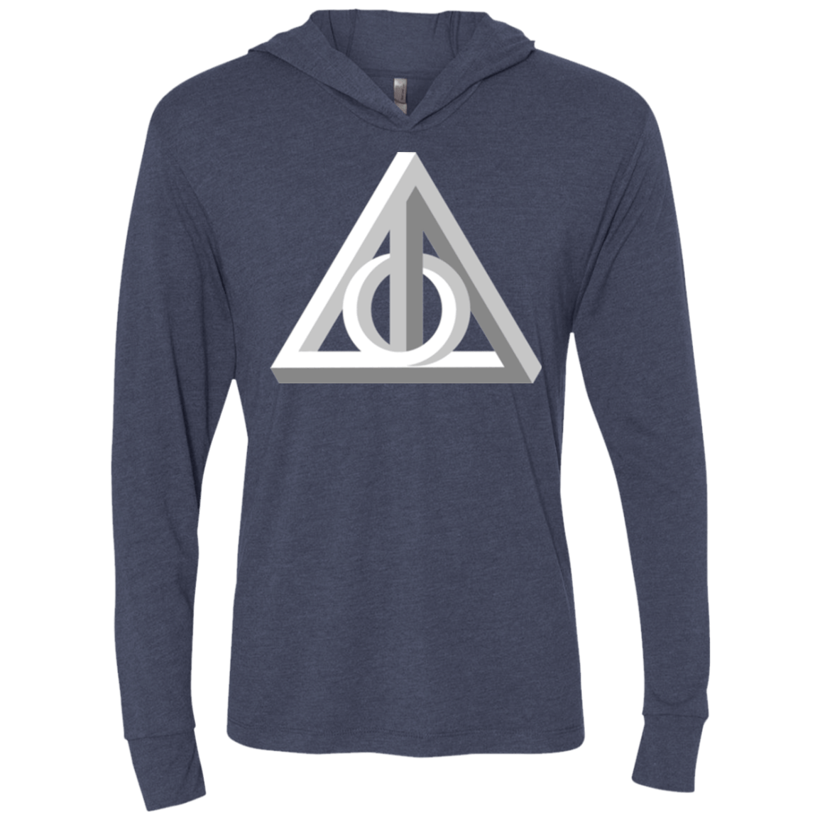 T-Shirts Vintage Navy / X-Small Deathly Impossible Hallows Triblend Long Sleeve Hoodie Tee
