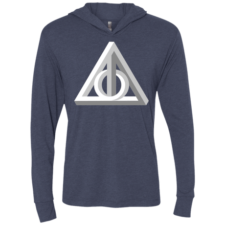 T-Shirts Vintage Navy / X-Small Deathly Impossible Hallows Triblend Long Sleeve Hoodie Tee