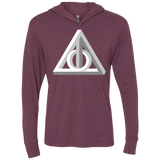 T-Shirts Vintage Purple / X-Small Deathly Impossible Hallows Triblend Long Sleeve Hoodie Tee