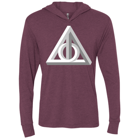 T-Shirts Vintage Purple / X-Small Deathly Impossible Hallows Triblend Long Sleeve Hoodie Tee
