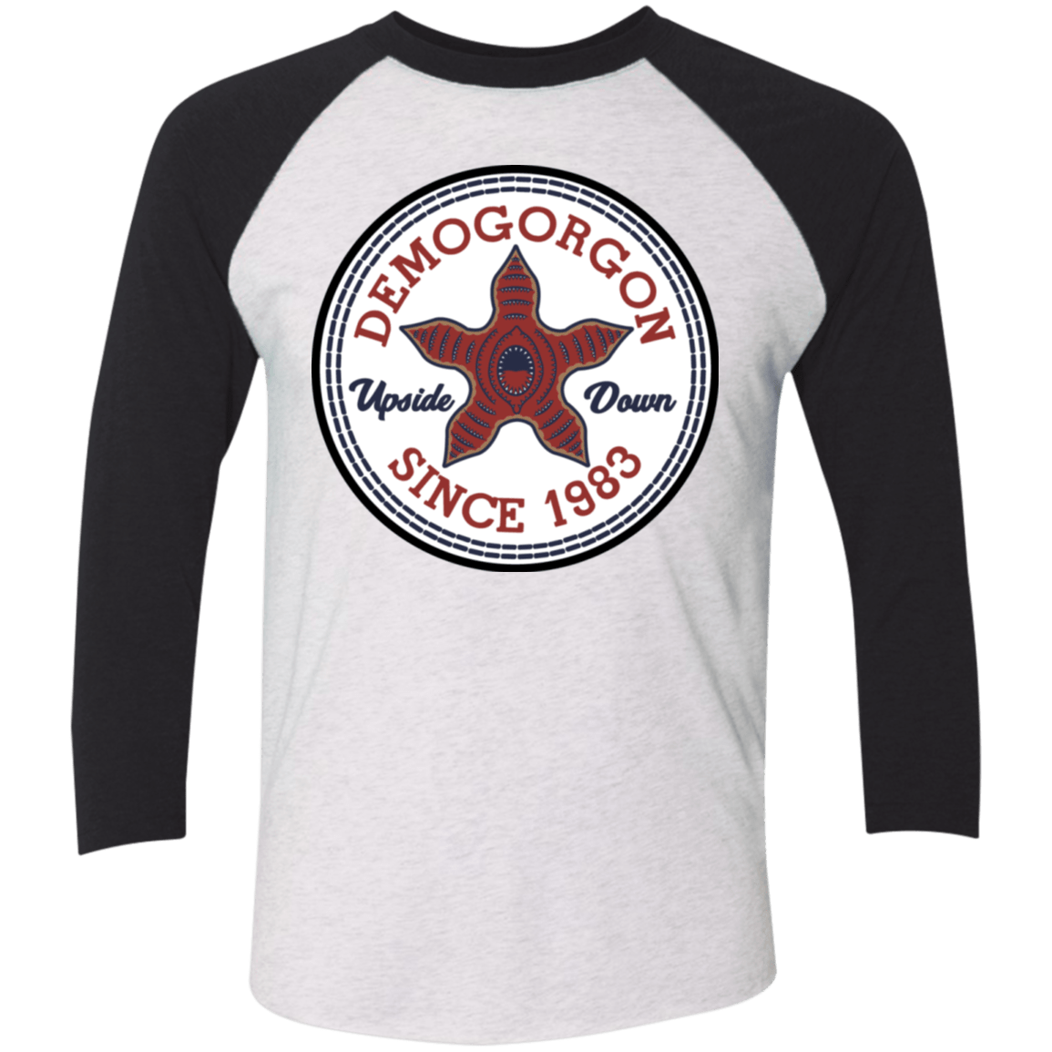 T-Shirts Heather White/Vintage Black / X-Small Demogorgon Men's Triblend 3/4 Sleeve