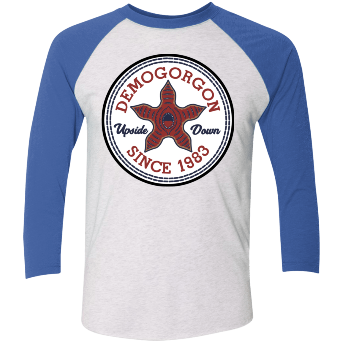 T-Shirts Heather White/Vintage Royal / X-Small Demogorgon Men's Triblend 3/4 Sleeve