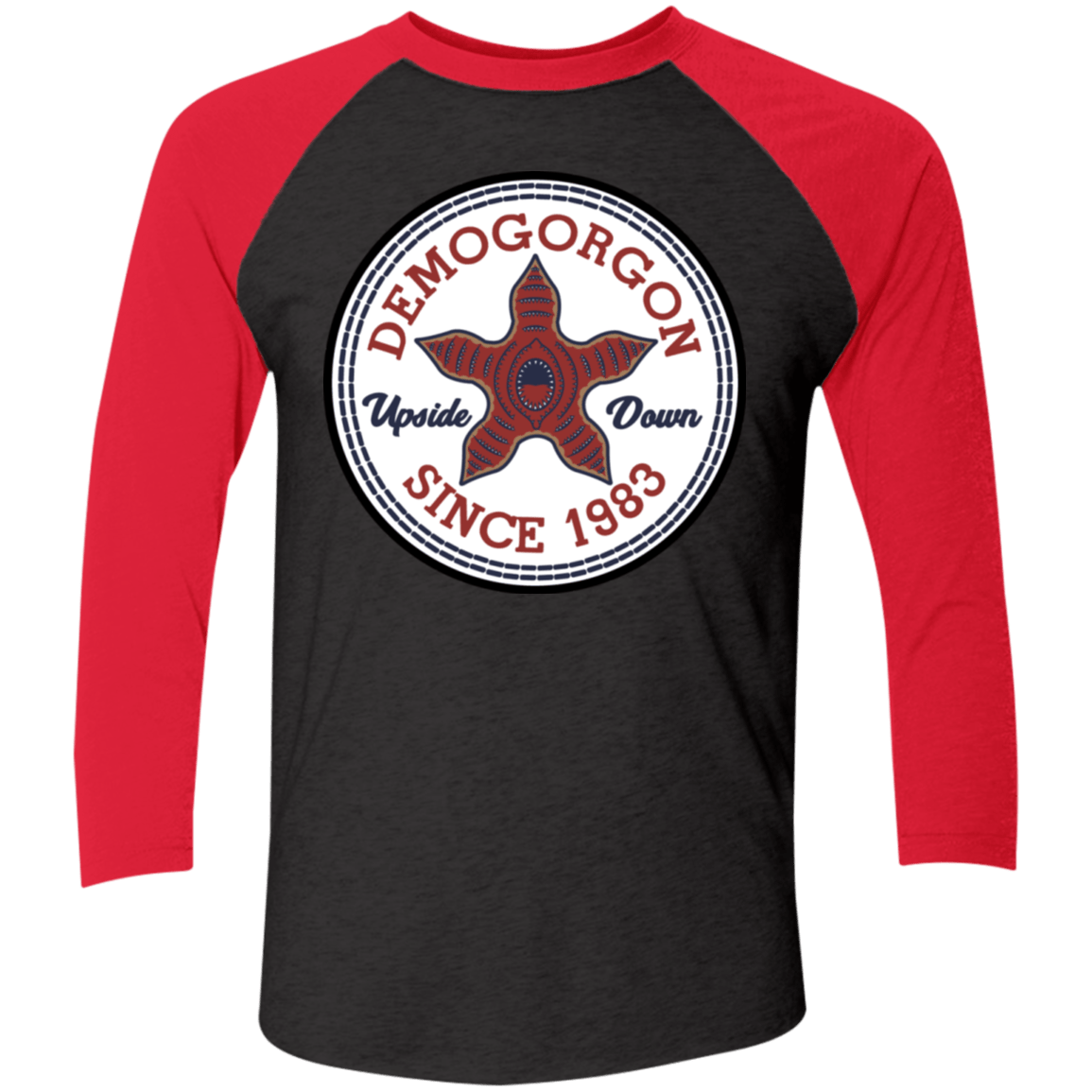 T-Shirts Vintage Black/Vintage Red / X-Small Demogorgon Men's Triblend 3/4 Sleeve