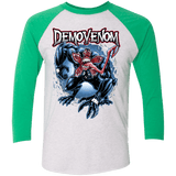 T-Shirts Heather White/Envy / X-Small Demovenom Men's Triblend 3/4 Sleeve