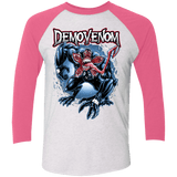 T-Shirts Heather White/Vintage Pink / X-Small Demovenom Men's Triblend 3/4 Sleeve