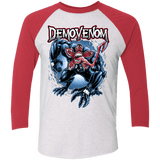 T-Shirts Heather White/Vintage Red / X-Small Demovenom Men's Triblend 3/4 Sleeve