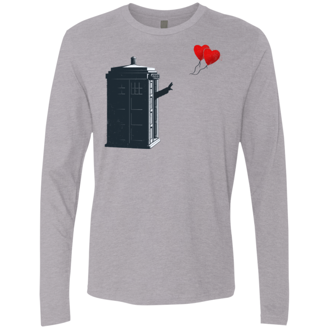 T-Shirts Heather Grey / Small Dr Banksy Heart Balloon Men's Premium Long Sleeve