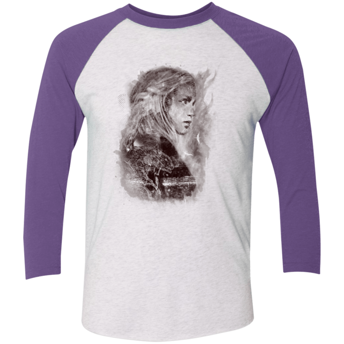 T-Shirts Heather White/Purple Rush / X-Small Dracarys Men's Triblend 3/4 Sleeve