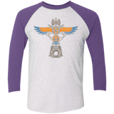 T-Shirts Heather White/Purple Rush / X-Small ETERNIA TOTEM Men's Triblend 3/4 Sleeve