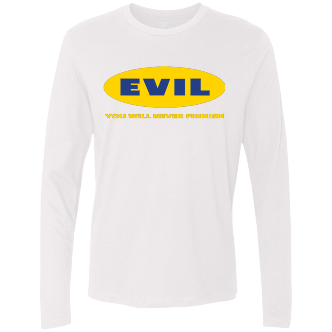 T-Shirts White / Small EVIL Never Finnish Men's Premium Long Sleeve