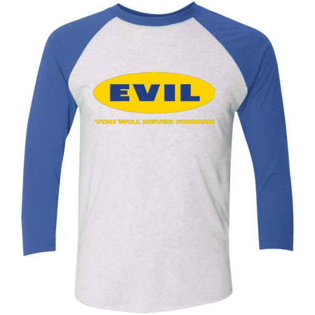 T-Shirts Heather White/Vintage Royal / X-Small EVIL Never Finnish Triblend 3/4 Sleeve
