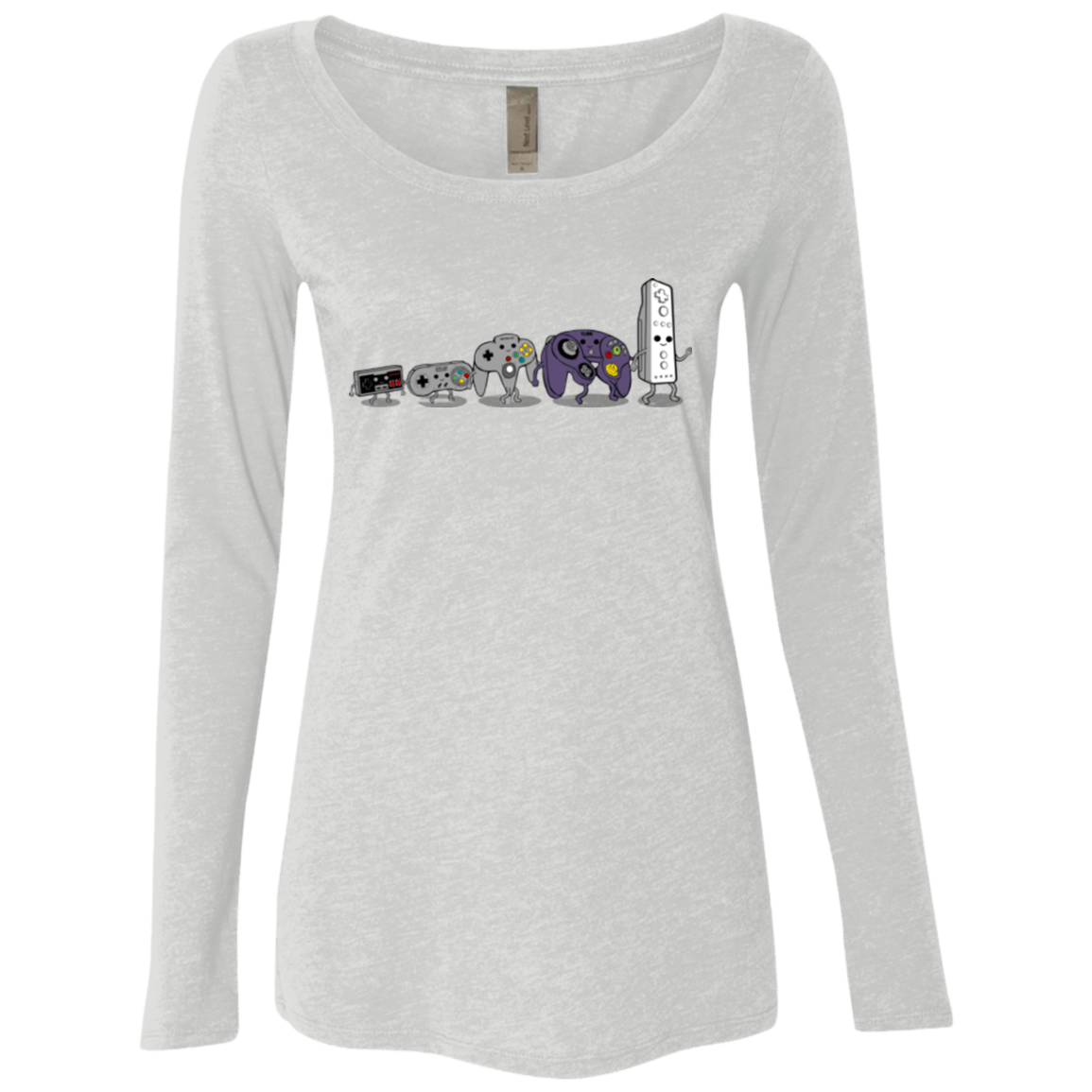 T-Shirts Heather White / Small Evolution controller NES Women's Triblend Long Sleeve Shirt