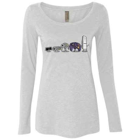 T-Shirts Heather White / Small Evolution controller NES Women's Triblend Long Sleeve Shirt