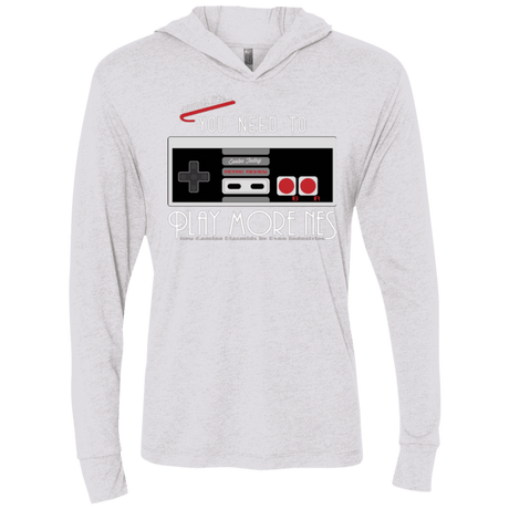 T-Shirts Heather White / X-Small Evolve Today! Play More NES Triblend Long Sleeve Hoodie Tee