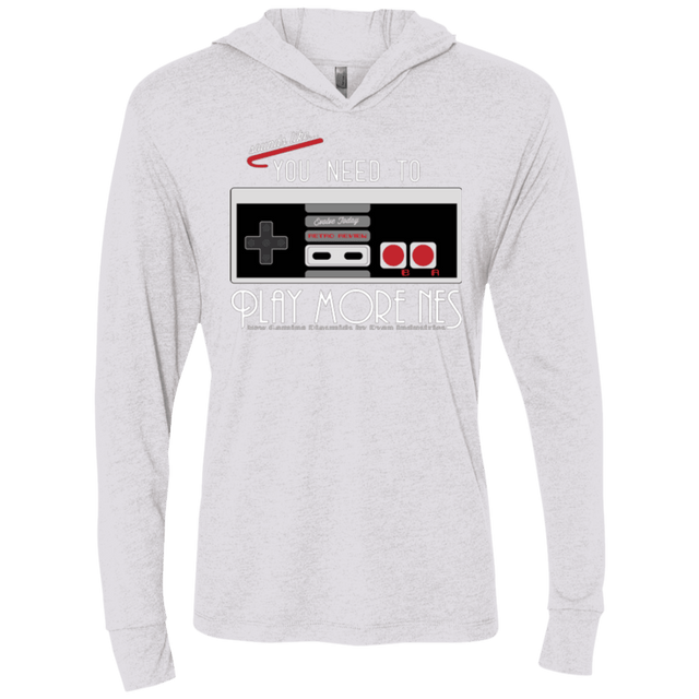 T-Shirts Heather White / X-Small Evolve Today! Play More NES Triblend Long Sleeve Hoodie Tee