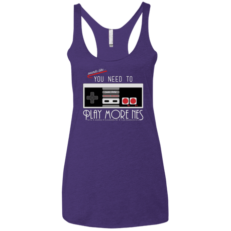 T-Shirts Purple / X-Small Evolve Today! Play More NES Women's Triblend Racerback Tank