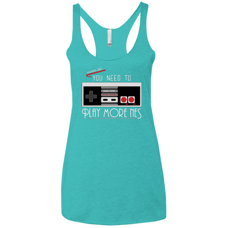 T-Shirts Tahiti Blue / X-Small Evolve Today! Play More NES Women's Triblend Racerback Tank